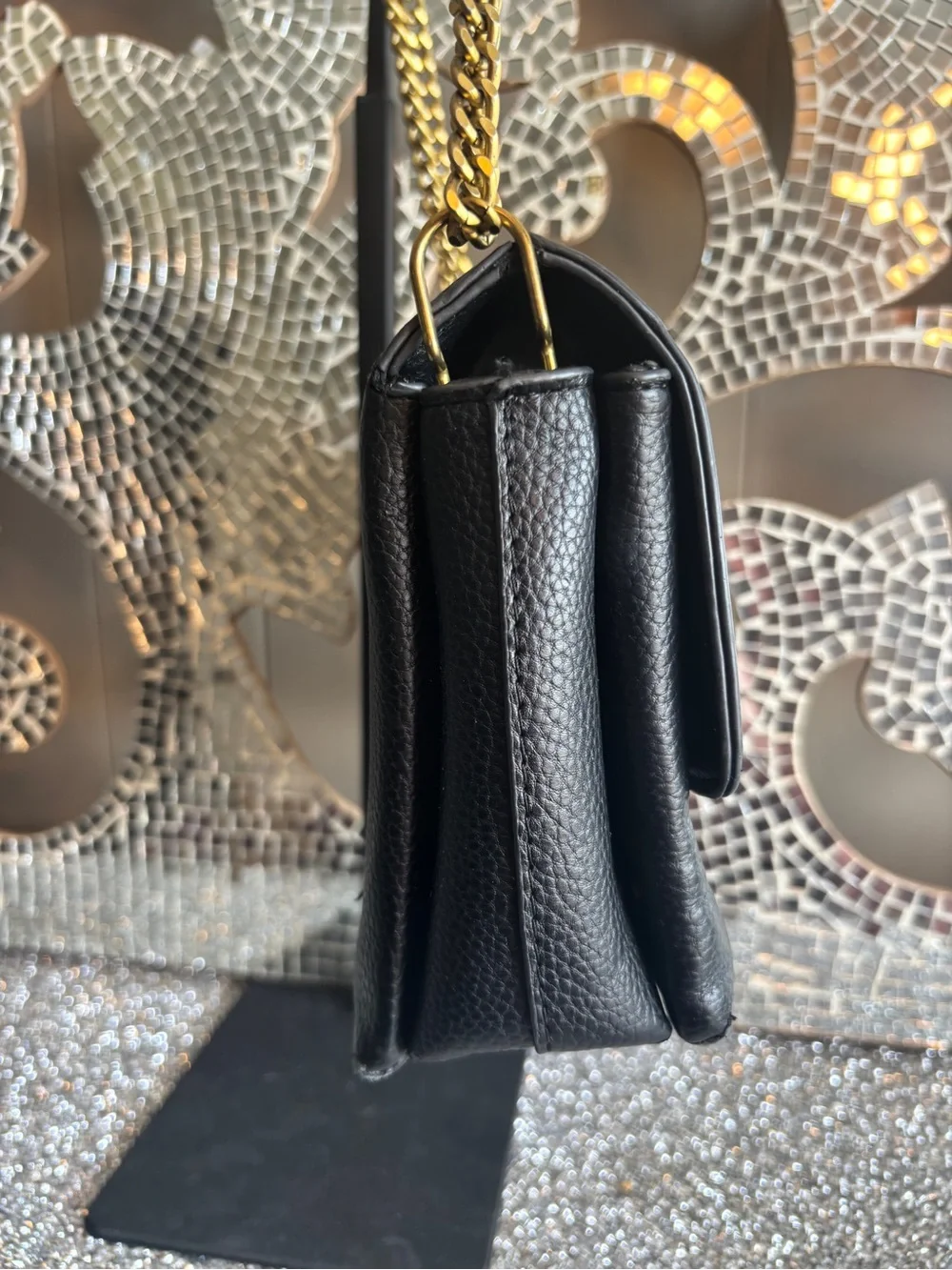 ⭐️Tory Burch Black Pebbled Leather Chain Shoulder Bag